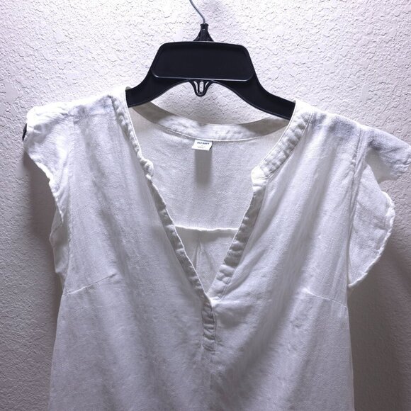 Old Navy Womens‎ Flutter Sleeve White Textured Cotton Blouse Size Small - Picture 2 of 9